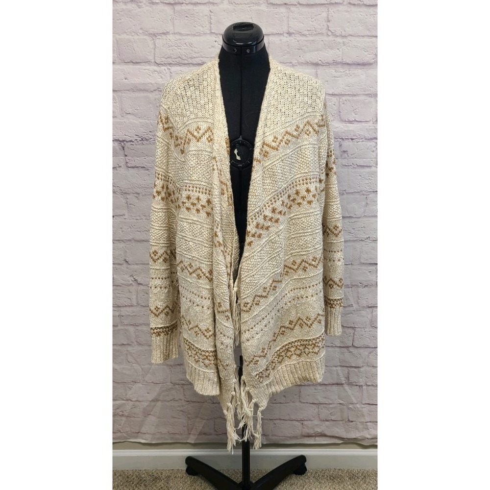 Old Navy Women's Cardigan in Cream And Brown Stripes‎ Size XXL